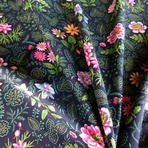 15.5Y Scalamandre BELLE MEADE FOLK FLOWER BLACK OLD WORLD WEAVER