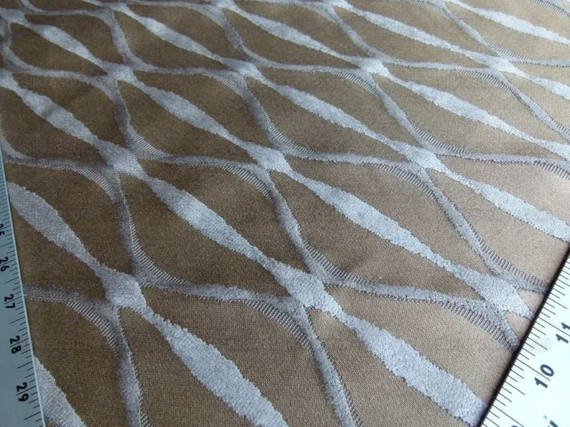 1.75y Scalamandre Fonthill Helena Grey Pewter Velvet River Ribbon Diamond Mid-century MSRP USD 164/Y