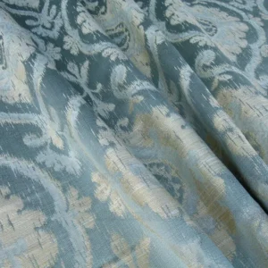 P1010124.jpg 0.25 Yd Scalamandre Libretto Light Teal Blue Medallion Lampas MSRP USD 256/Y