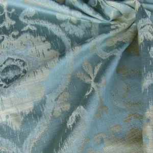 P1010125.jpg 0.25 Yd Scalamandre Libretto Light Teal Blue Medallion Lampas MSRP USD 256/Y