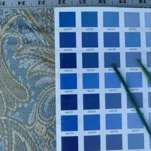 P1010281.jpg Bty Kravet Grammercy Park in Delft Blue Paisley Blue Green Grey Silver Silk Damask MSRP USD198/y