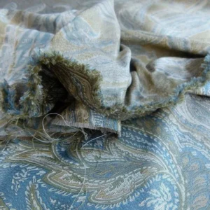 P1010286.jpg Bty Kravet Grammercy Park in Delft Blue Paisley Blue Green Grey Silver Silk Damask MSRP USD198/y