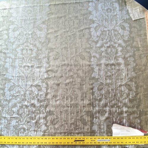 By yard Lee Jofa Mulberry Home Pleated Damask Pewter Silver Blue Floral Wide Stripe Silk MSRP USD 298/Y