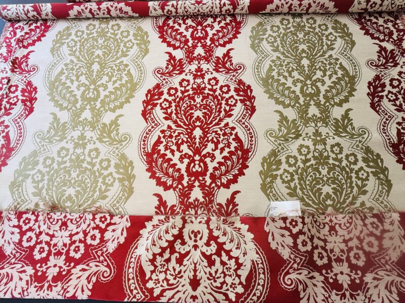 img_2323-2 by yard Lee Jofa Mulberry Home Staveley Damask Ruby Olive Green Red White Floral Stripe MSRP USD 196/y