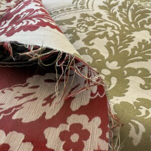 img_2326 by yard Lee Jofa Mulberry Home Staveley Damask Ruby Olive Green Red White Floral Stripe MSRP USD 196/y