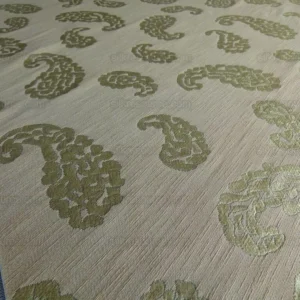 Scalamandre Katmandu Oro Gold Green Silk Lampas Paisley MSRP USD 364/Y