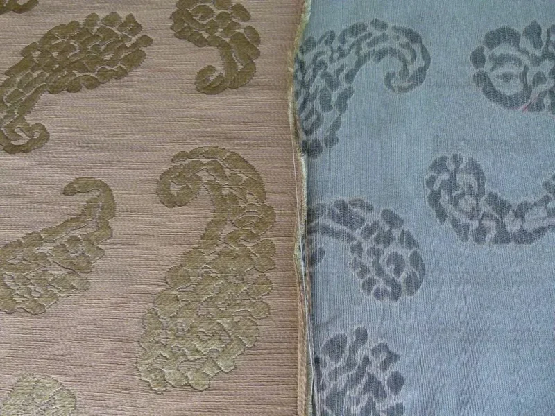 Scalamandre Katmandu Oro Gold Green Silk Lampas Paisley MSRP USD 364/Y