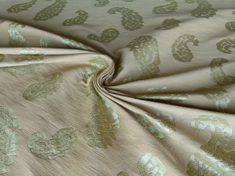 Scalamandre Katmandu Oro Gold Green Silk Lampas Paisley MSRP USD 364/Y