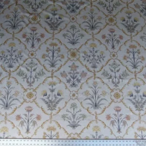 P1010223.jpg Scalamandre Pashmina Vanilla Floral Lattice Cream Gold Pink Green Arabisque Print MSRP USD 358/Y