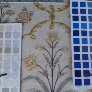 P1010227.jpg Scalamandre Pashmina Vanilla Floral Lattice Cream Gold Pink Green Arabisque Print MSRP USD 358/Y