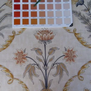 P1010228.jpg Scalamandre Pashmina Vanilla Floral Lattice Cream Gold Pink Green Arabisque Print MSRP USD 358/Y