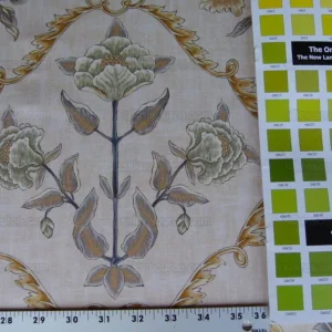 P1010229.jpg Scalamandre Pashmina Vanilla Floral Lattice Cream Gold Pink Green Arabisque Print MSRP USD 358/Y