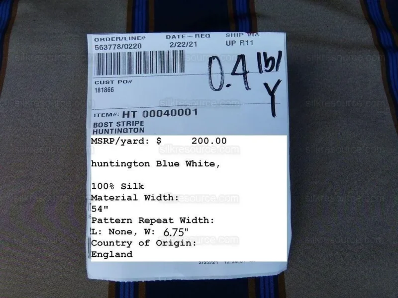 Scalamandre Bost Blue & Beige Tan Stripe Silk Fr England MSRP USD 200/Y