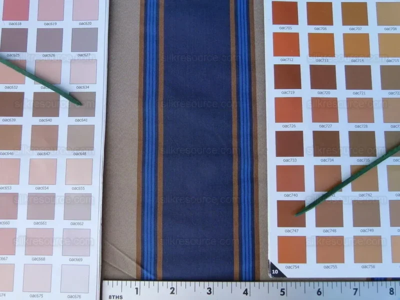 Scalamandre Bost Blue & Beige Tan Stripe Silk Fr England MSRP USD 200/Y