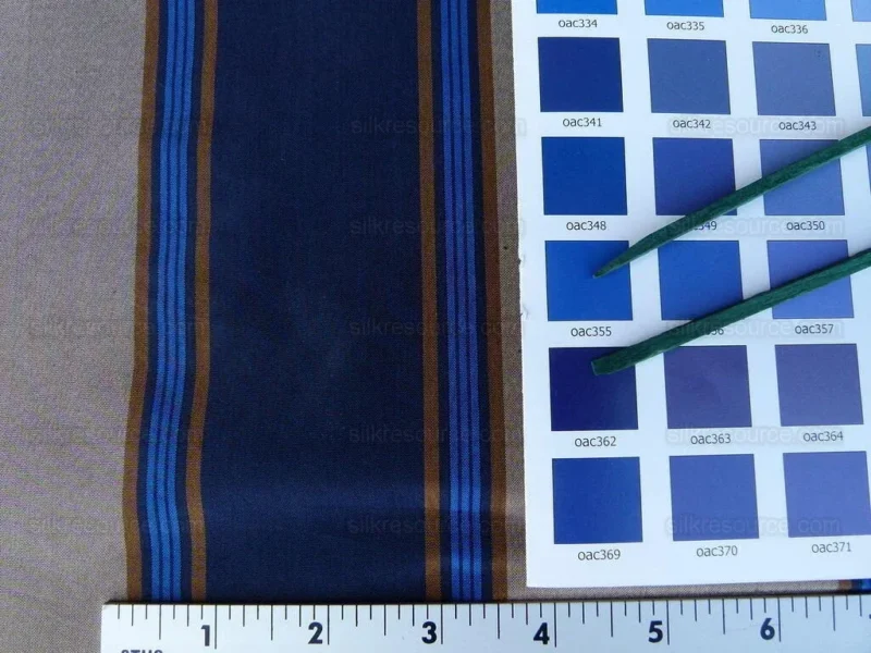 Scalamandre Bost Blue & Beige Tan Stripe Silk Fr England MSRP USD 200/Y