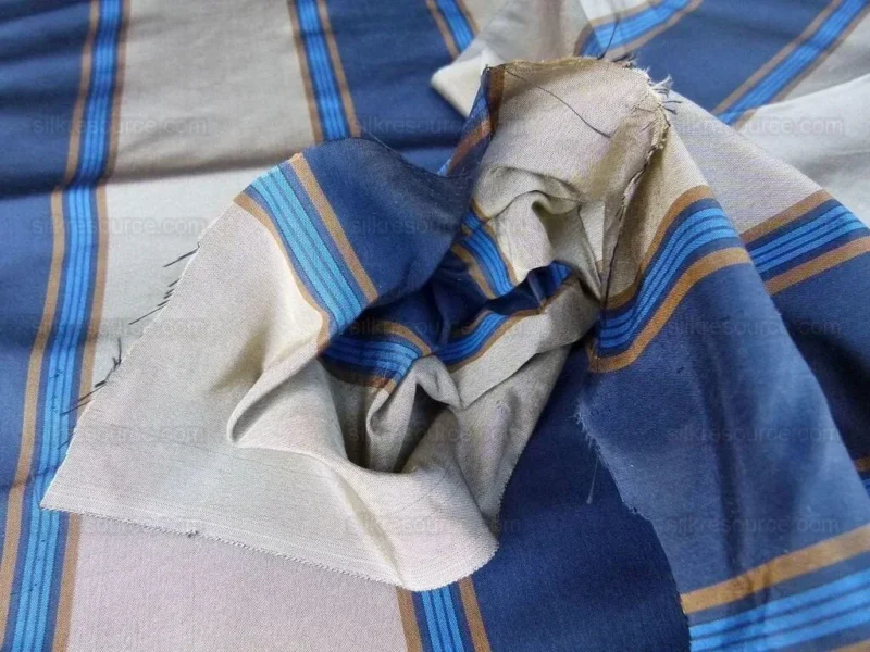 Scalamandre Bost Blue & Beige Tan Stripe Silk Fr England MSRP USD 200/Y