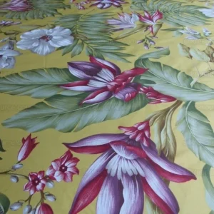 P1010300.jpg By Yard Scalamandre Key West Gw Yellow Tropical Flower Hibiscus Monstera bird of paradise Banana Print MSRP USD 288/Yd