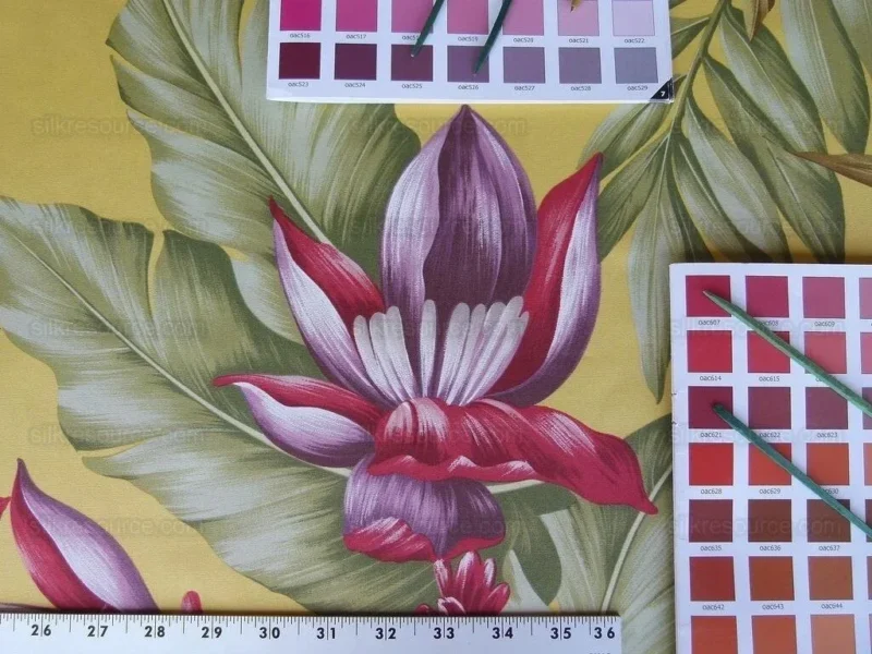 P1010303.jpg By Yard Scalamandre Key West Gw Yellow Tropical Flower Hibiscus Monstera bird of paradise Banana Print MSRP USD 288/Yd