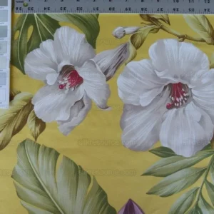 P1010304.jpg By Yard Scalamandre Key West Gw Yellow Tropical Flower Hibiscus Monstera bird of paradise Banana Print MSRP USD 288/Yd