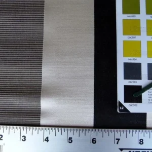 P1010391.jpg 0.4Y Scalamandre Gilles Stripe Ebony Gold & Dark Taupe Classy Silk Linen Jacquard Heavy Stripe MSRP278/y