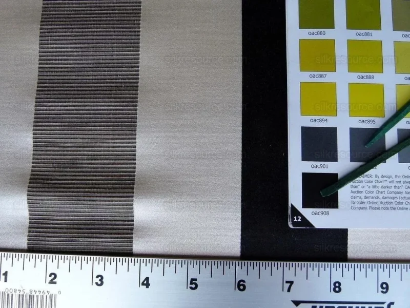 P1010391.jpg 0.4Y Scalamandre Gilles Stripe Ebony Gold & Dark Taupe Classy Silk Linen Jacquard Heavy Stripe MSRP278/y