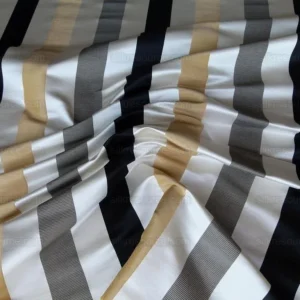 P1010392.jpg 0.4Y Scalamandre Gilles Stripe Ebony Gold & Dark Taupe Classy Silk Linen Jacquard Heavy Stripe MSRP278/y