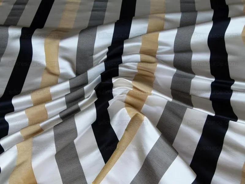 P1010392.jpg 0.4Y Scalamandre Gilles Stripe Ebony Gold & Dark Taupe Classy Silk Linen Jacquard Heavy Stripe MSRP278/y