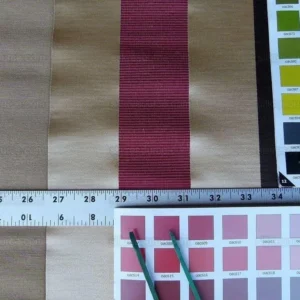 P1010412.jpg Scalamandre Gilles Stripe Chocolate Bronze Ruby Brown Red Gold Silk Linen Jacquard Heavy Stripe MSRP278/y