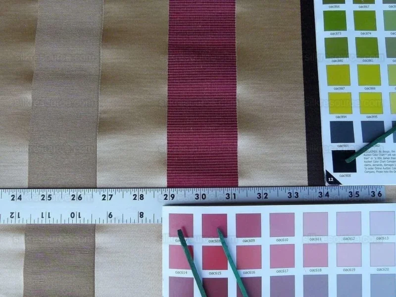 P1010412.jpg Scalamandre Gilles Stripe Chocolate Bronze Ruby Brown Red Gold Silk Linen Jacquard Heavy Stripe MSRP278/y