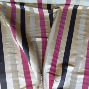 P1010413.jpg Scalamandre Gilles Stripe Chocolate Bronze Ruby Brown Red Gold Silk Linen Jacquard Heavy Stripe MSRP278/y