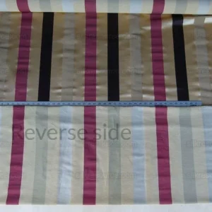 P1010414.jpg Scalamandre Gilles Stripe Chocolate Bronze Ruby Brown Red Gold Silk Linen Jacquard Heavy Stripe MSRP278/y