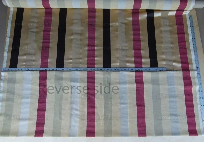 P1010414.jpg Scalamandre Gilles Stripe Chocolate Bronze Ruby Brown Red Gold Silk Linen Jacquard Heavy Stripe MSRP278/y