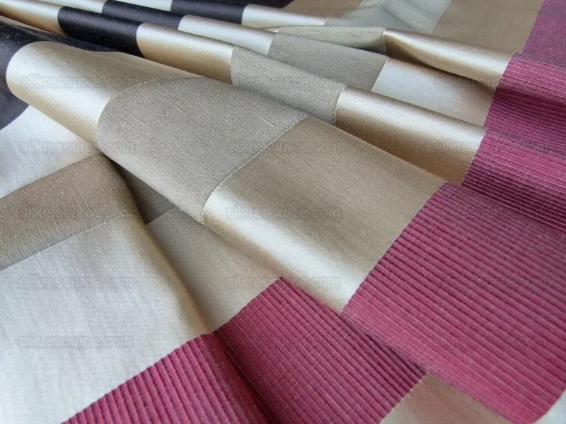 P1010415.jpg Scalamandre Gilles Stripe Chocolate Bronze Ruby Brown Red Gold Silk Linen Jacquard Heavy Stripe MSRP278/y