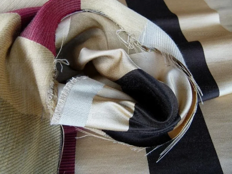 P1010416.jpg Scalamandre Gilles Stripe Chocolate Bronze Ruby Brown Red Gold Silk Linen Jacquard Heavy Stripe MSRP278/y