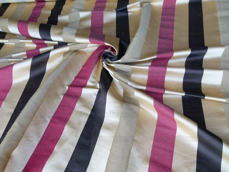 P1010417.jpg Scalamandre Gilles Stripe Chocolate Bronze Ruby Brown Red Gold Silk Linen Jacquard Heavy Stripe MSRP278/y
