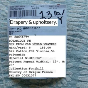 P1010470.jpg Scalamandre Botanique Fh Leaf Sky Blue Fern Foliage Cotton MSRP USD 188/Y