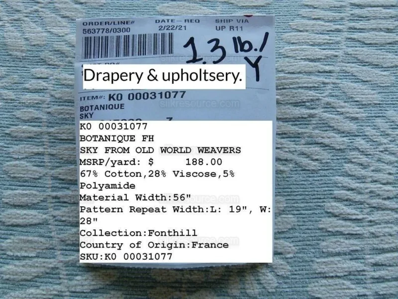 P1010470.jpg Scalamandre Botanique Fh Leaf Sky Blue Fern Foliage Cotton MSRP USD 188/Y