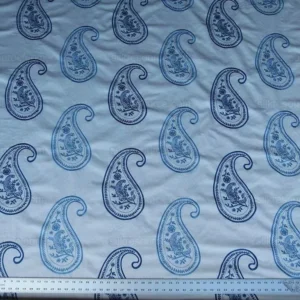 by yard Scalamandre Caitlin Embroidery Paisley Cotton Blue White MSRP USD142/Y