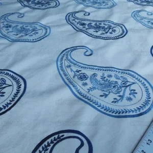 by yard Scalamandre Caitlin Embroidery Paisley Cotton Blue White MSRP USD142/Y