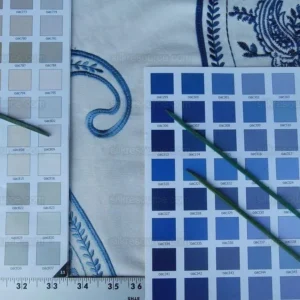 by yard Scalamandre Caitlin Embroidery Paisley Cotton Blue White MSRP USD142/Y