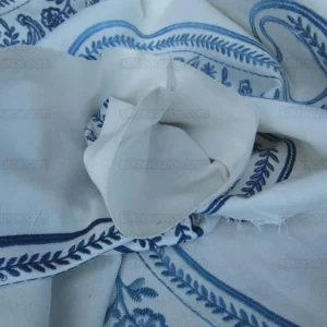 by yard Scalamandre Caitlin Embroidery Paisley Cotton Blue White MSRP USD142/Y