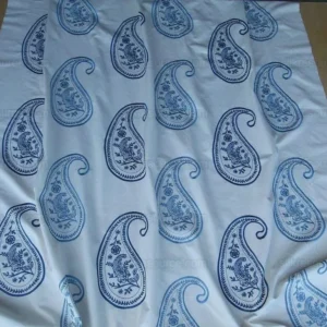 by yard Scalamandre Caitlin Embroidery Paisley Cotton Blue White MSRP USD142/Y