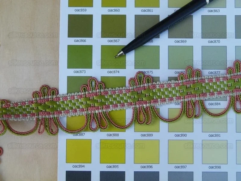 P1010722.jpg Scalamandre Silk Trim Lyric Coral & Lime Pink Green MSRP USD 198usd/