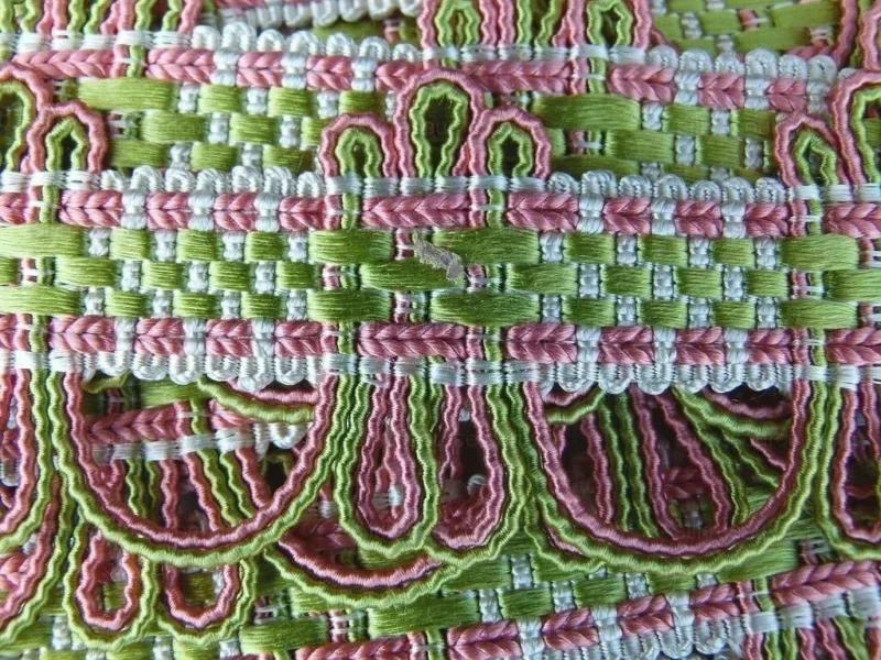 Scalamandre Silk Trim LYRIC CORAL & LIME PINK GREEN MSRP 198USD/ Scalamandre Silk Trim LYRIC CORAL & LIME PINK GREEN MSRP 198USD/