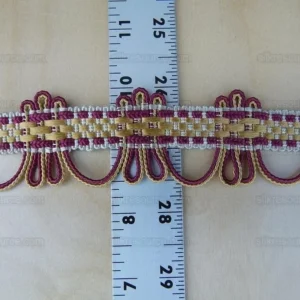 P1010737.jpg Scalamandre Silk Trim Lyric Gold Burgundy Red MSRP USD 198/y
