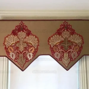 Lee-jofa-Alexandria-Silk-Medallion-Cornice-2.jpg Lee Jofa Alexandria Silk Linen Embroidery Velvet Applique Museum Quality Red Gold Copper MSRP0/y