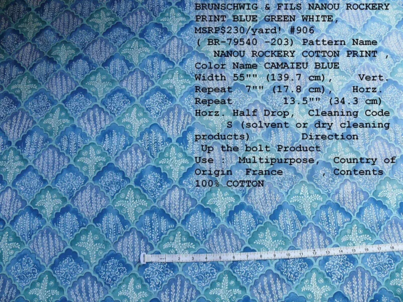 P1420575C.jpg 10.2y Brunschwig & Fils Nanou Rockery Print Blue Green White from Cabanel Collection #906