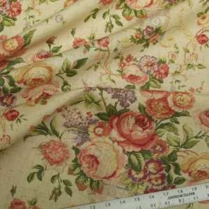 Bty Lee Jofa Ashurst Peony Tulip Lilac Rose 100%linen On Bisque English Chintz