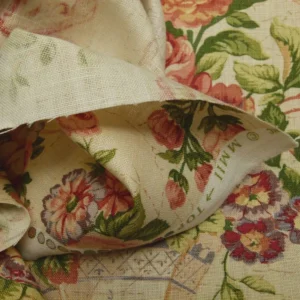 Bty Lee Jofa Ashurst Peony Tulip Lilac Rose 100%linen On Bisque English Chintz