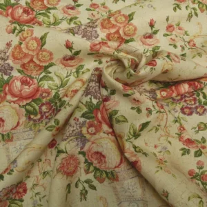 Bty Lee Jofa Ashurst Peony Tulip Lilac Rose 100%linen On Bisque English Chintz